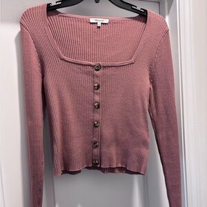 Madewell Dusty Pink Ribbed Knit Top